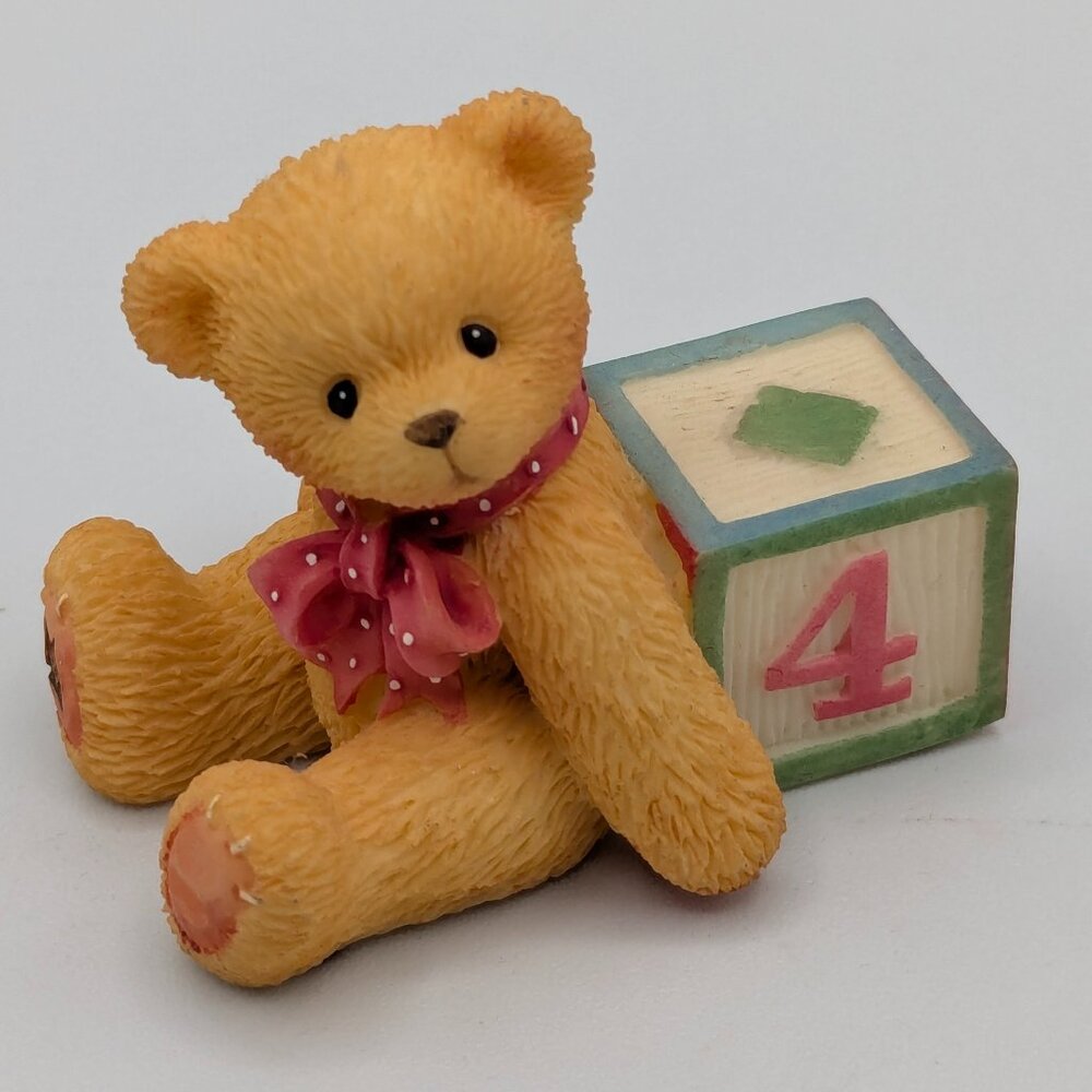 Cherished Teddies Bear with Number 4 Block (302864) 1997